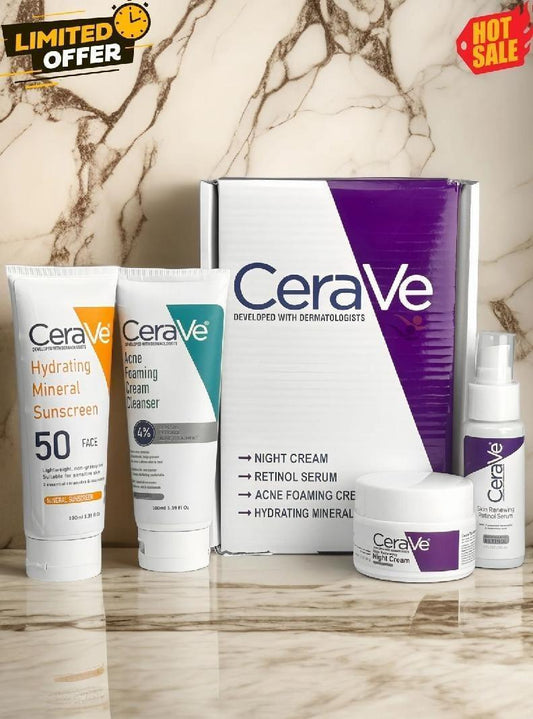 Ultimate 4 in 1 Skincare Bundle - 4 Pcs Hair Serum, Aloe Vera Gel, Hair Mask & Face Wash